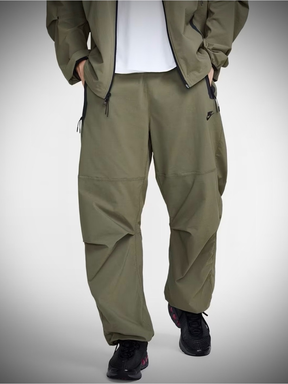 🆕 Nike Tech Woven Pants Olive dark green Black size XL NWT